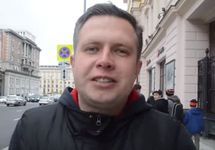 Николай Ляскин. Кадр трансляции акции 7 октября 2017 года.